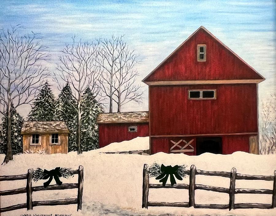 Christmas Barn Painting By Lynda Ronemus - Fine Art America