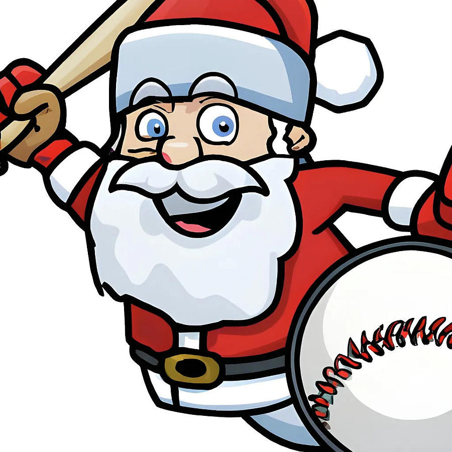 Christmas Baseball Santa Claus Mixed Media by Michael Hurm - Fine Art ...