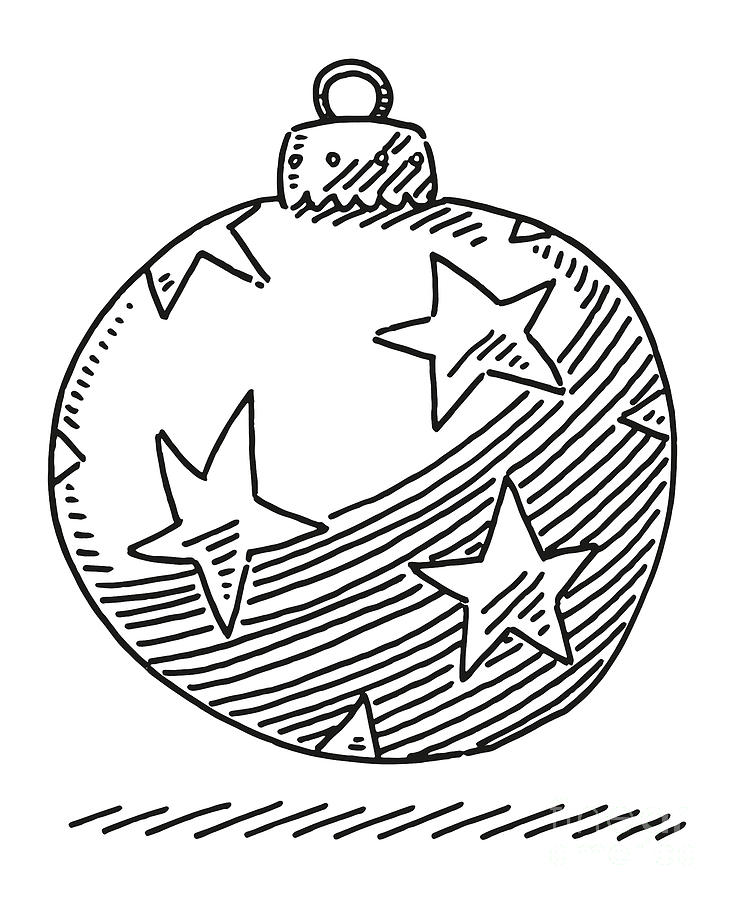 Christmas Bauble With Stars Drawing Drawing by Frank Ramspott | Fine ...