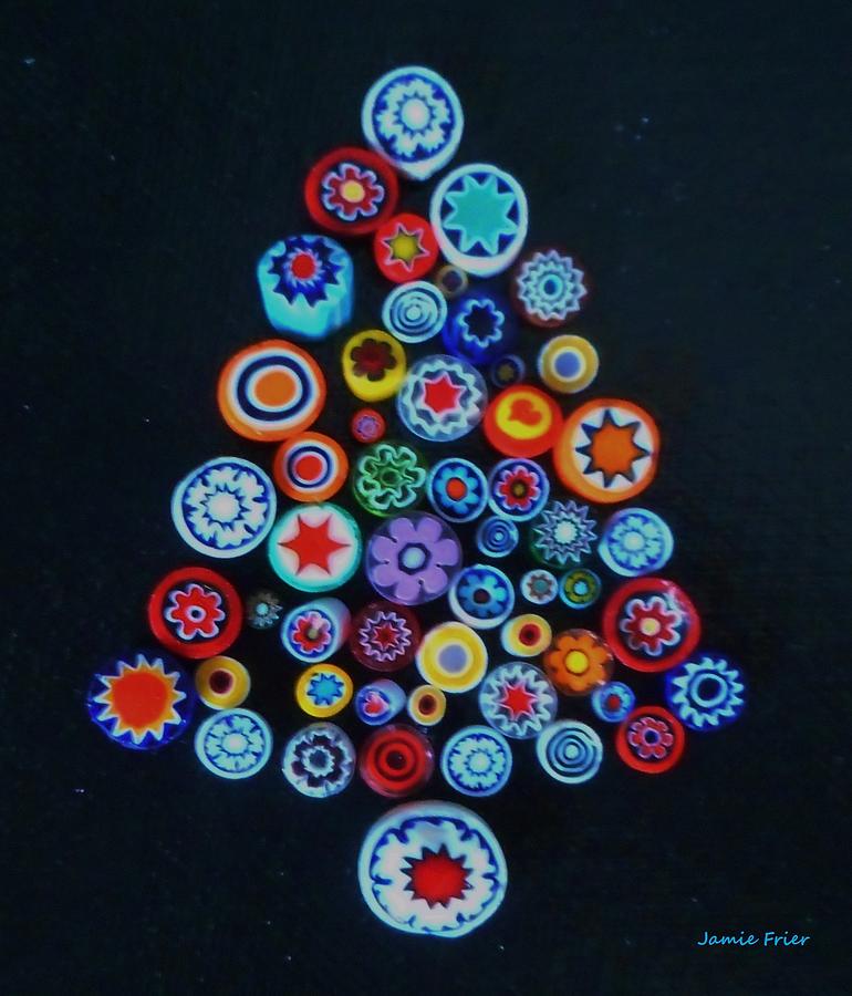 Christmas Bead Tree Mixed Media by Jamie Frier