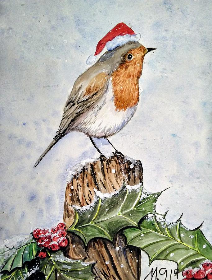 Christmas Bird Painting by Mindy Gibbs