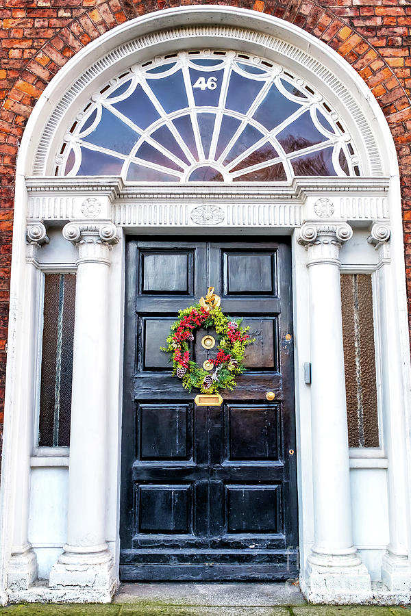 Christmas Black Door in Dublin Photograph by John Rizzuto