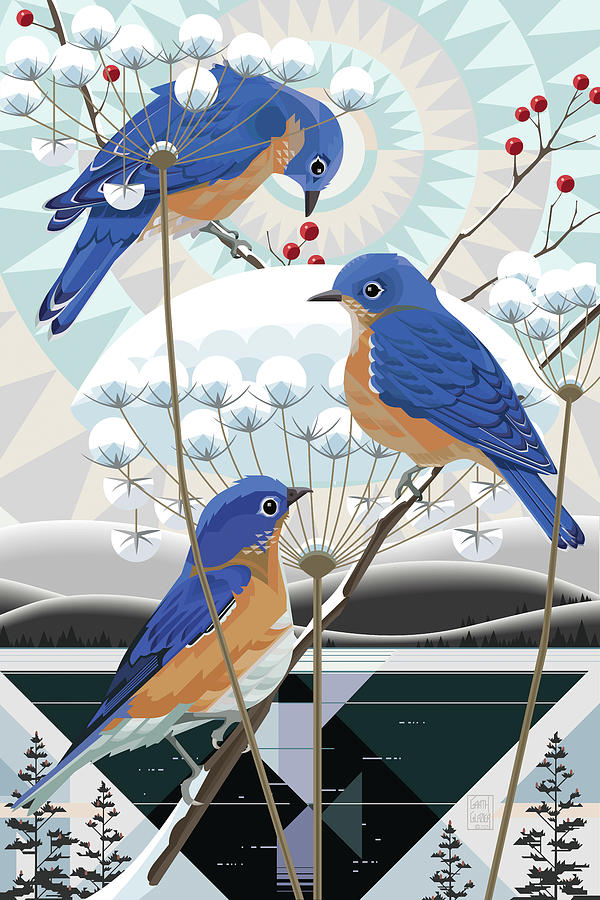 Christmas Bluebirds Digital Art by Garth Glazier