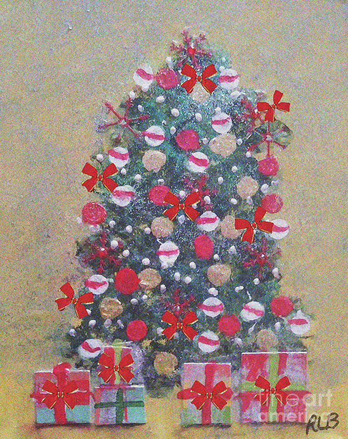 Christmas Bow Tree Painting by Rita Brown