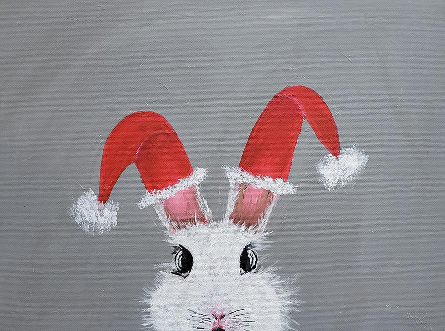 Christmas Bunny Painting by Russell Collins