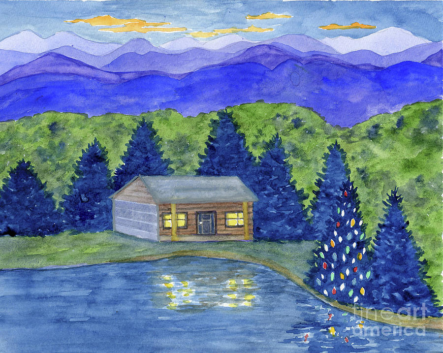 Christmas by the Lake Painting by Anne Marie Brown