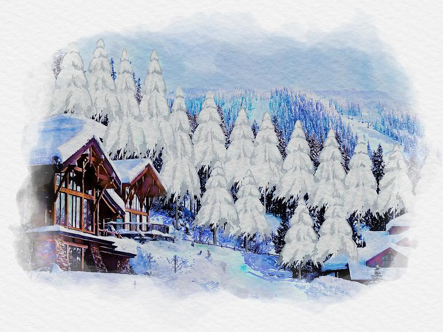 Christmas Cabin  Painting by James Inlow