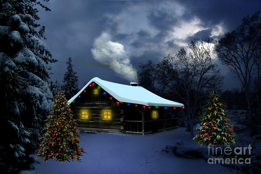 Christmas Cabin Digital Art by Jim Hatch