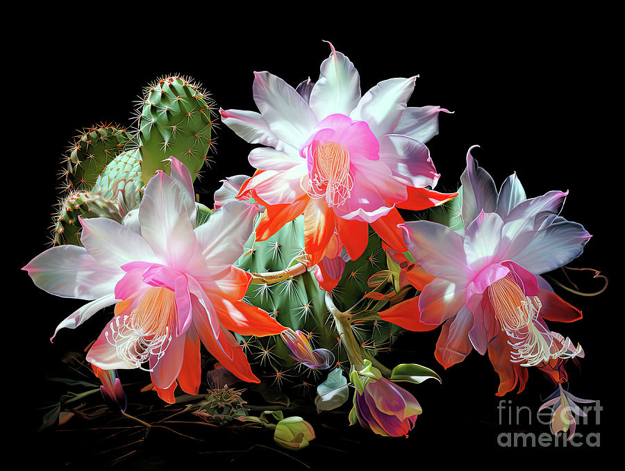 Christmas Cactus  2  Digital Art by Elaine Manley