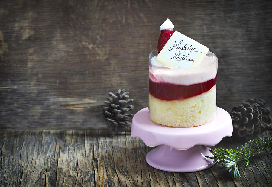 Christmas cake with happy holidays message Photograph by AnjelikaGretskaia