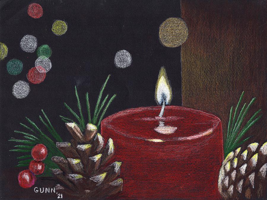 Christmas Candle Drawing by Katrina Gunn