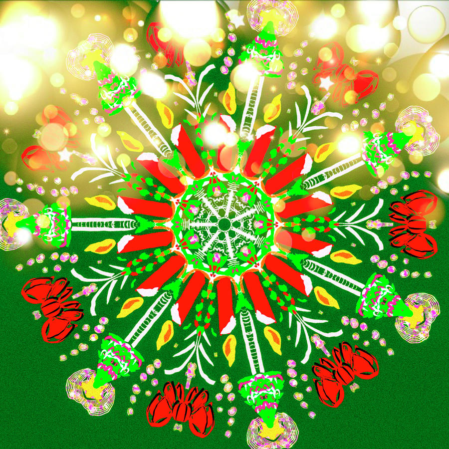 Christmas Candle Mandala Joy Digital Art by Eileen Backman