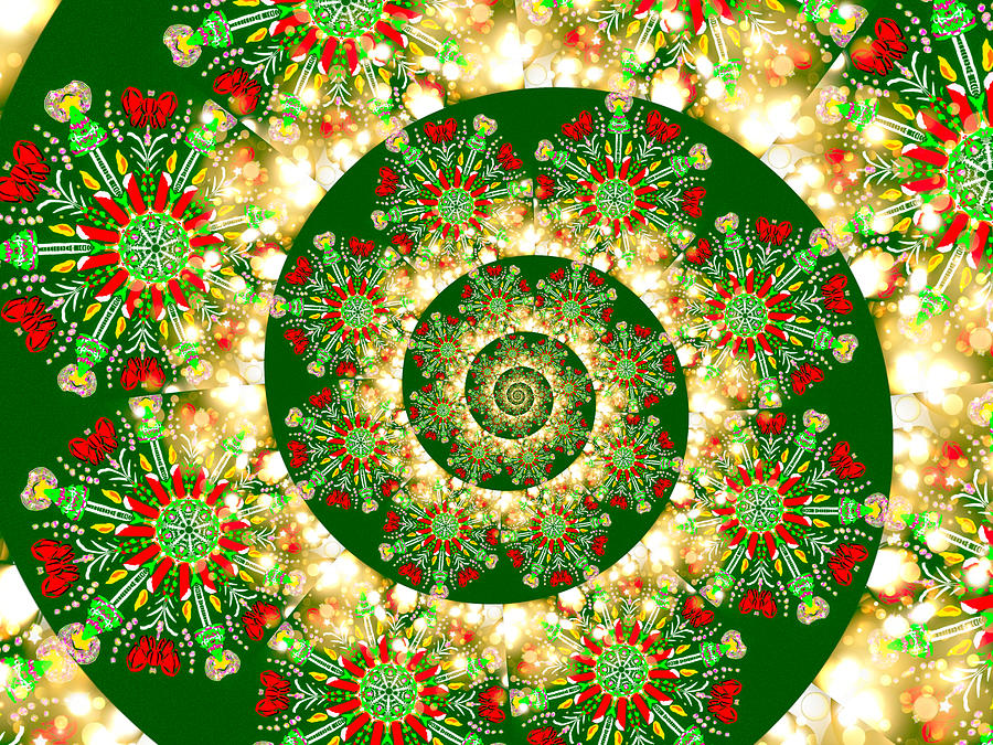 Christmas Candle Mandala Joy Spiral 1 Digital Art by Eileen Backman