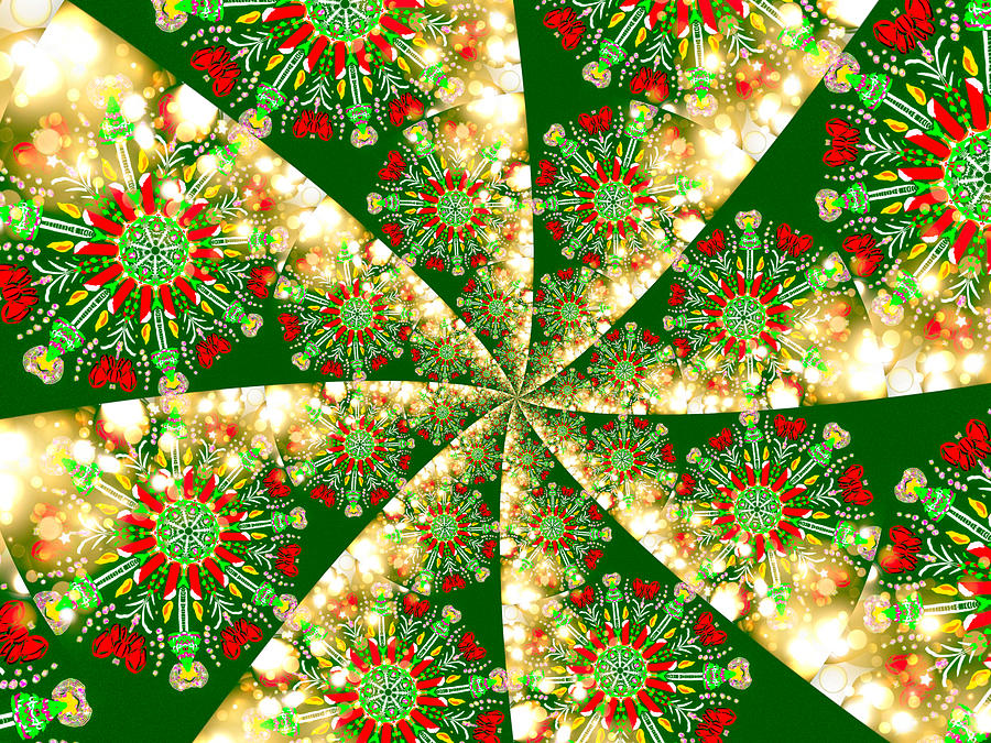Christmas Candle Mandala Joy Spiral 3 Digital Art by Eileen Backman