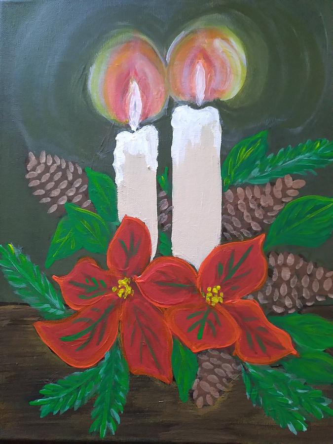 Christmas candles Painting by Barbara Fincher