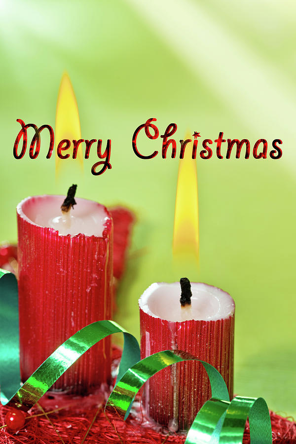 Christmas Candles with Writing Merry Christmas Photograph by Vaclav ...