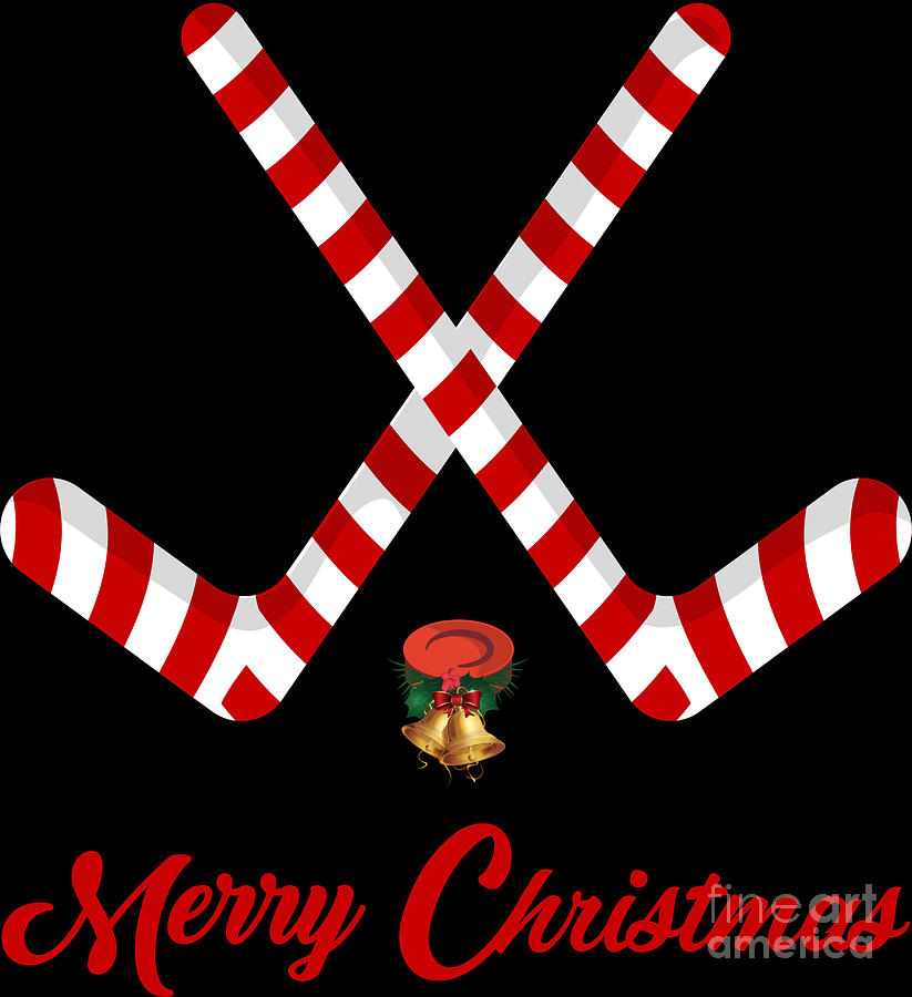 Christmas Candy Cane Hockey Merry Xmas Sports Gift Digital Art by ...