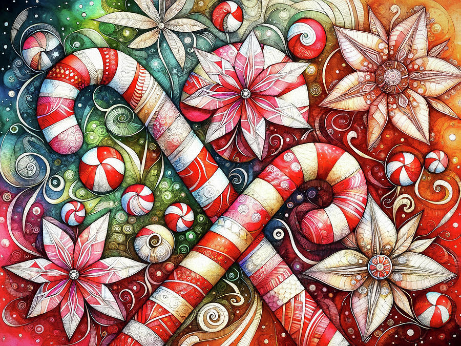 Christmas Candy Canes Digital Art by Peggy Collins
