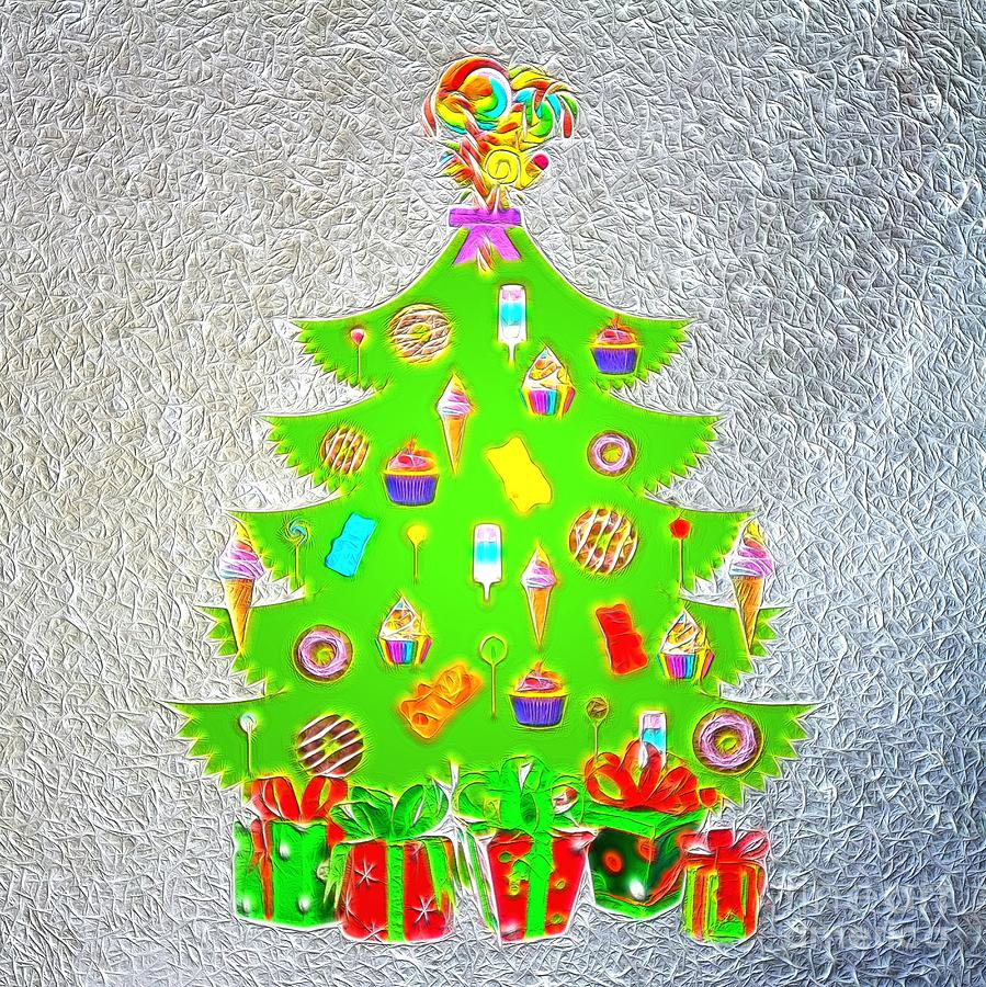 Christmas Candy Tree Digital Art by Rachel Hannah