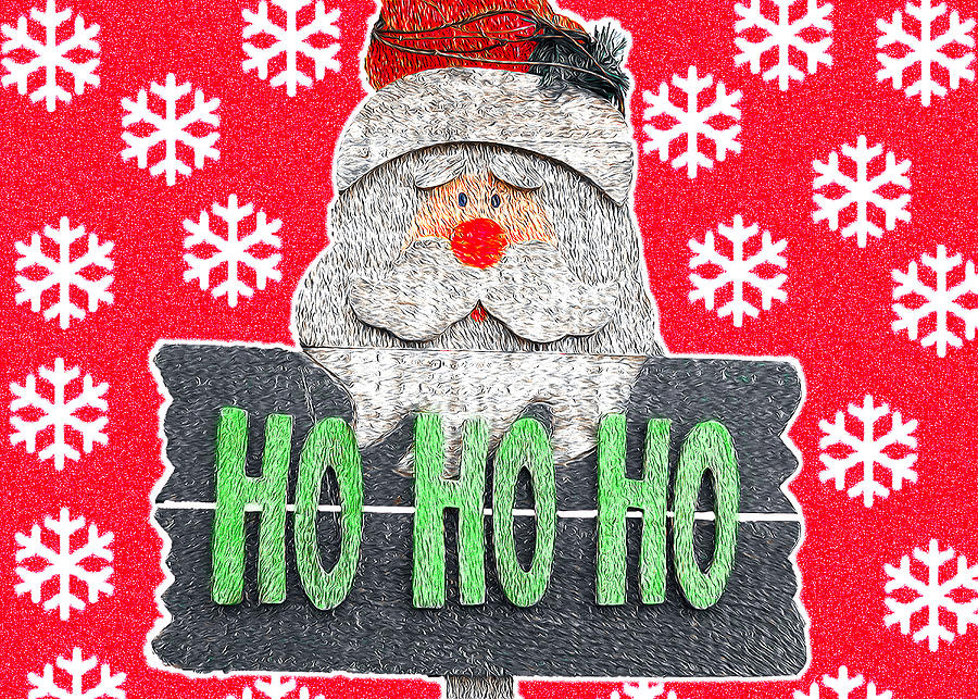 Christmas Card - Santa Ho Ho Ho  Mixed Media by David Morehead