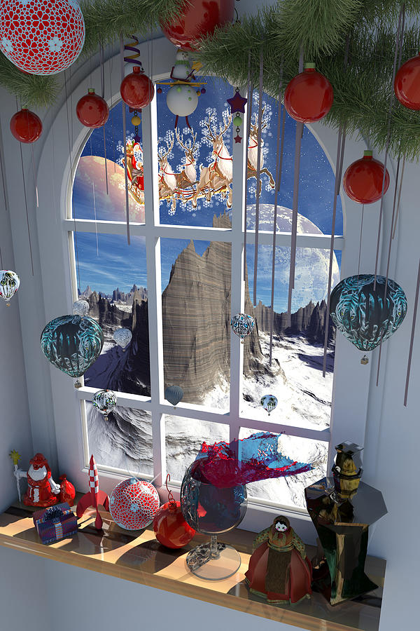 Christmas Card Through the Artists Window Digital Art by Richard Hopkinson