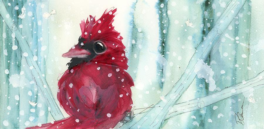 Christmas Cardinal 2021 Painting by Dawn Derman