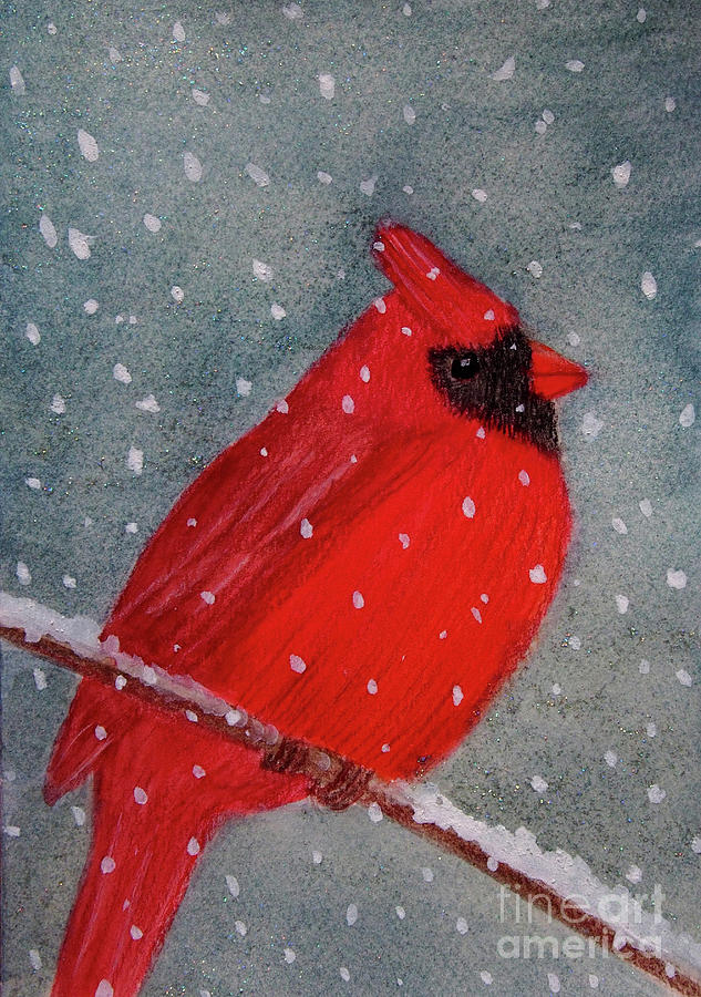 Christmas Cardinal Painting by Dorothy Lee