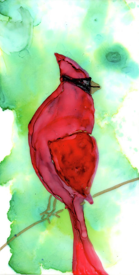 Christmas Cardinal Painting by Mary Benke