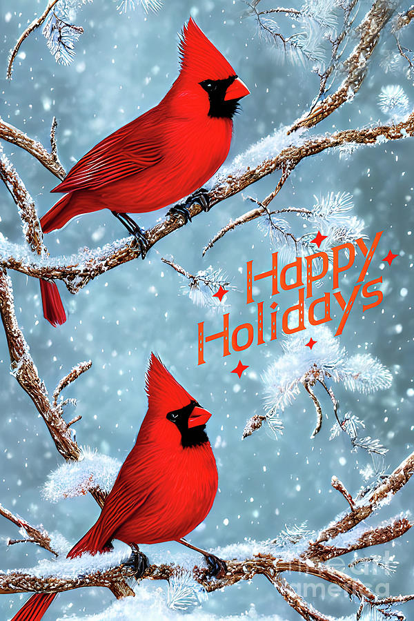 Christmas Cardinals  Digital Art by Elaine Manley