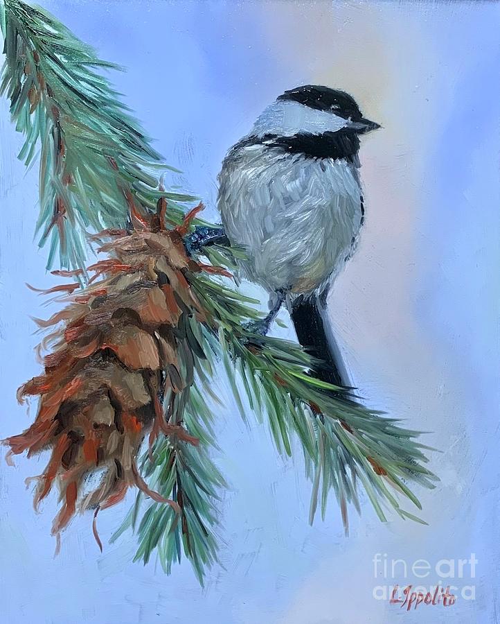 Christmas Chickadee Painting by Lori Ippolito