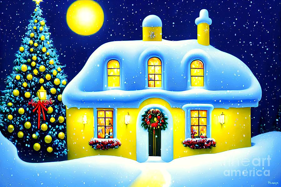Christmas Cottage Digital Art by Nicki Thompson Pixels