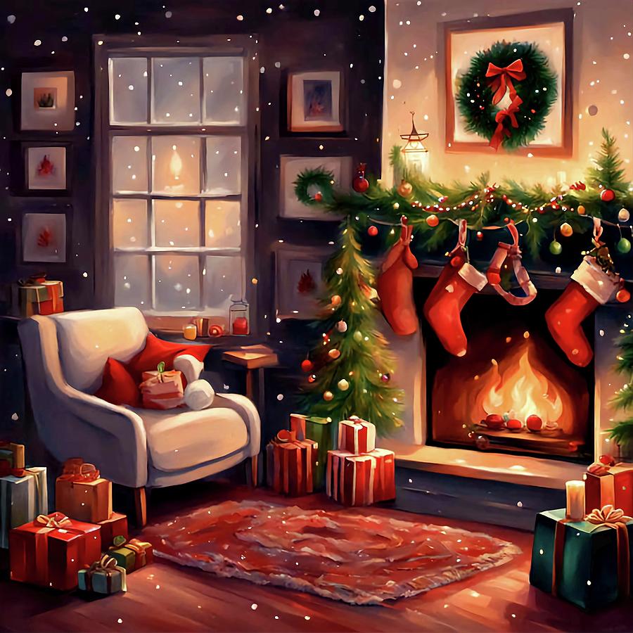 Christmas Cozy Living Room Digital Art by Iliyana Dimitrova - Fine Art ...