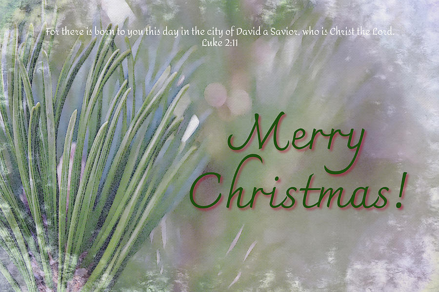 Christmas Day Greeting and Scripture Digital Art by Gaby Ethington