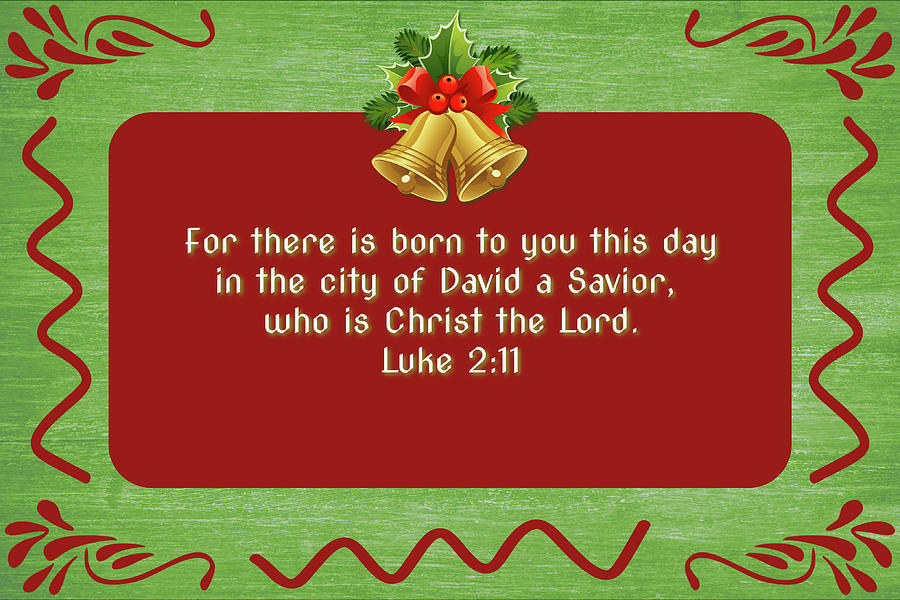 Christmas Decor Bible Verse Savior Digital Art by Gaby Ethington