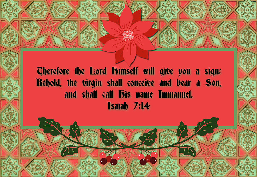 Christmas Decor Bible Verse Sign Digital Art by Gaby Ethington