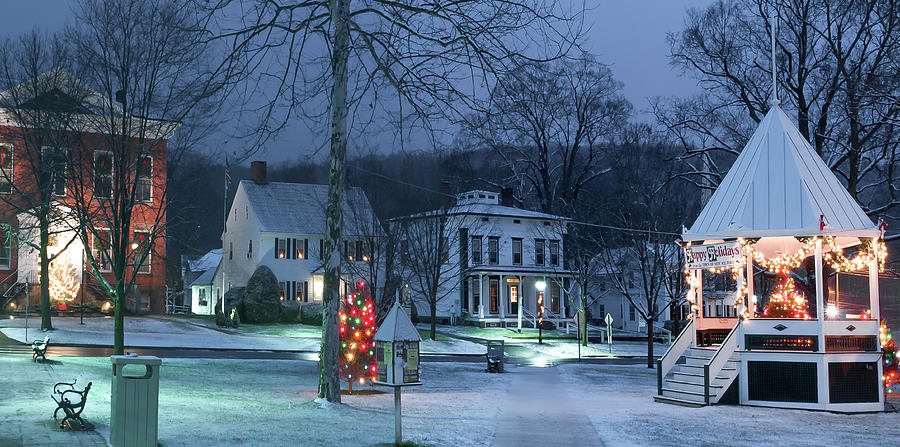 Village of New Milford Connecticut - Winter Holiday Season Photograph by Photos by Thom