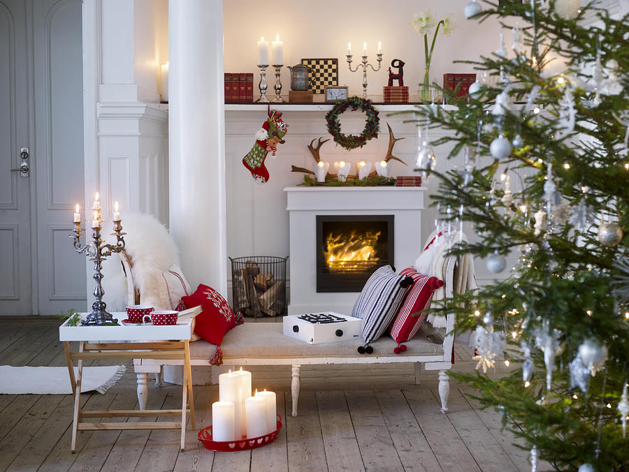 Christmas decorations in living room Photograph by Per Magnus Persson