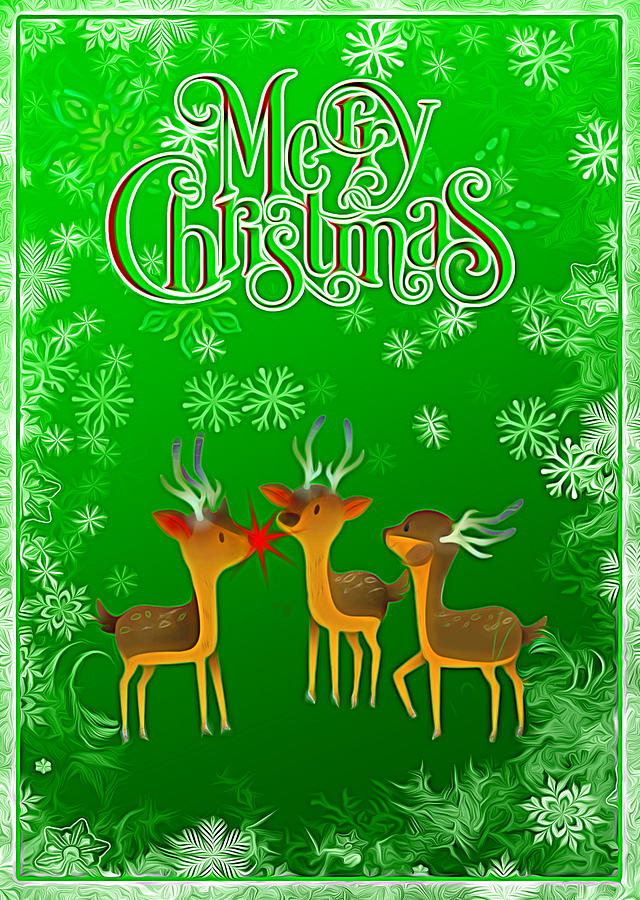 Christmas Deer Digital Art by Rick Fisk