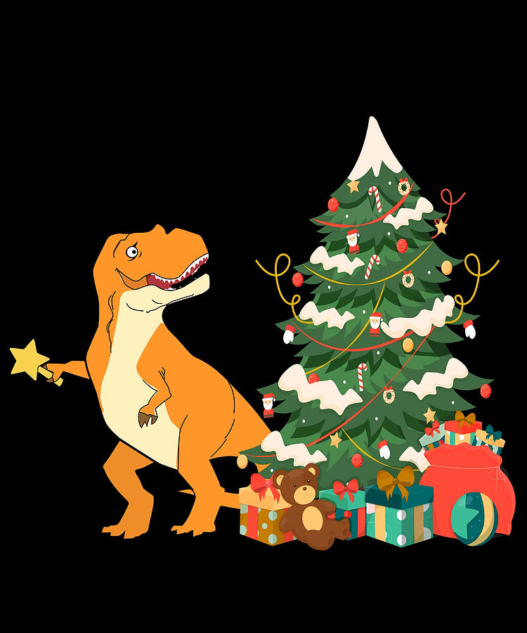 Christmas Dinosaur Trex Lover Holiday Season 70s Painting by Shaw ...