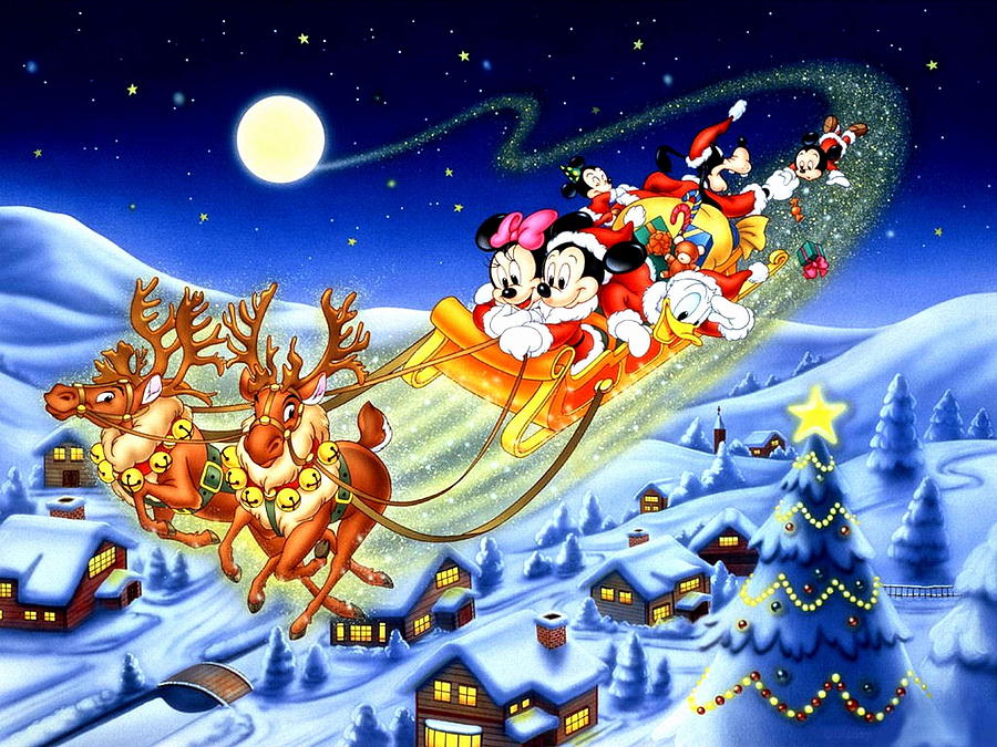 Christmas Disney Holiday Mickey Hd Wallpaper Wallpaper Painting by