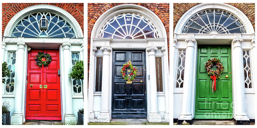 Christmas Doors Triptych in Dublin Photograph by John Rizzuto