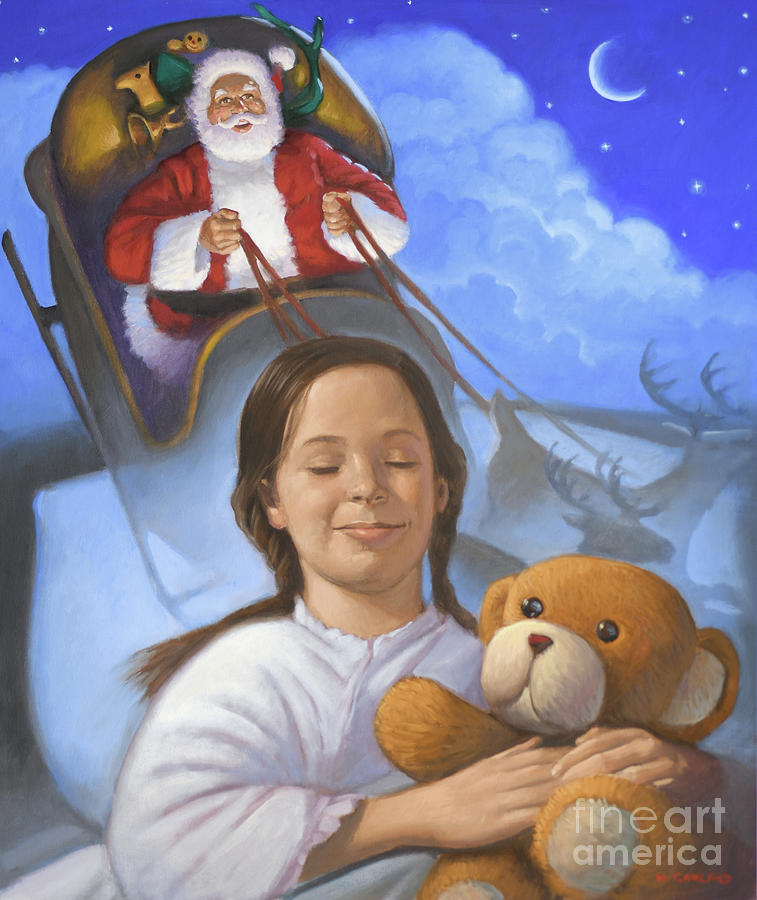 Christmas - Dreaming Of Santa Claus Painting by Michael Garland