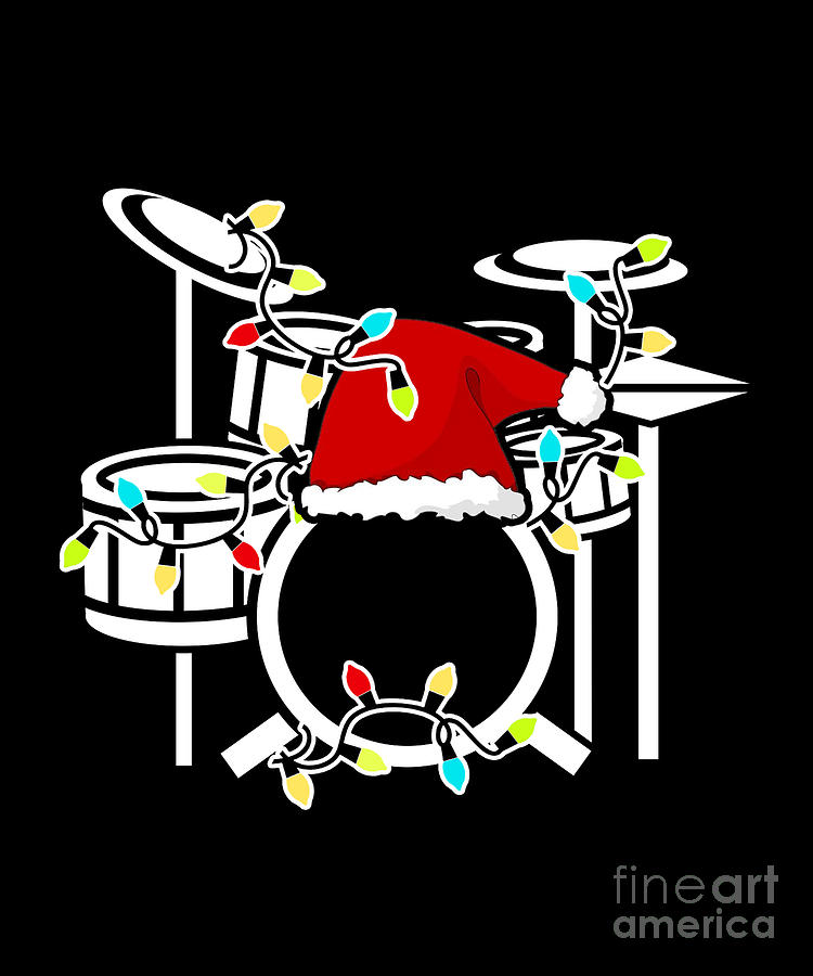 Christmas Drumming Santa Hat Drums Funny Drummer Digital Art by J M ...