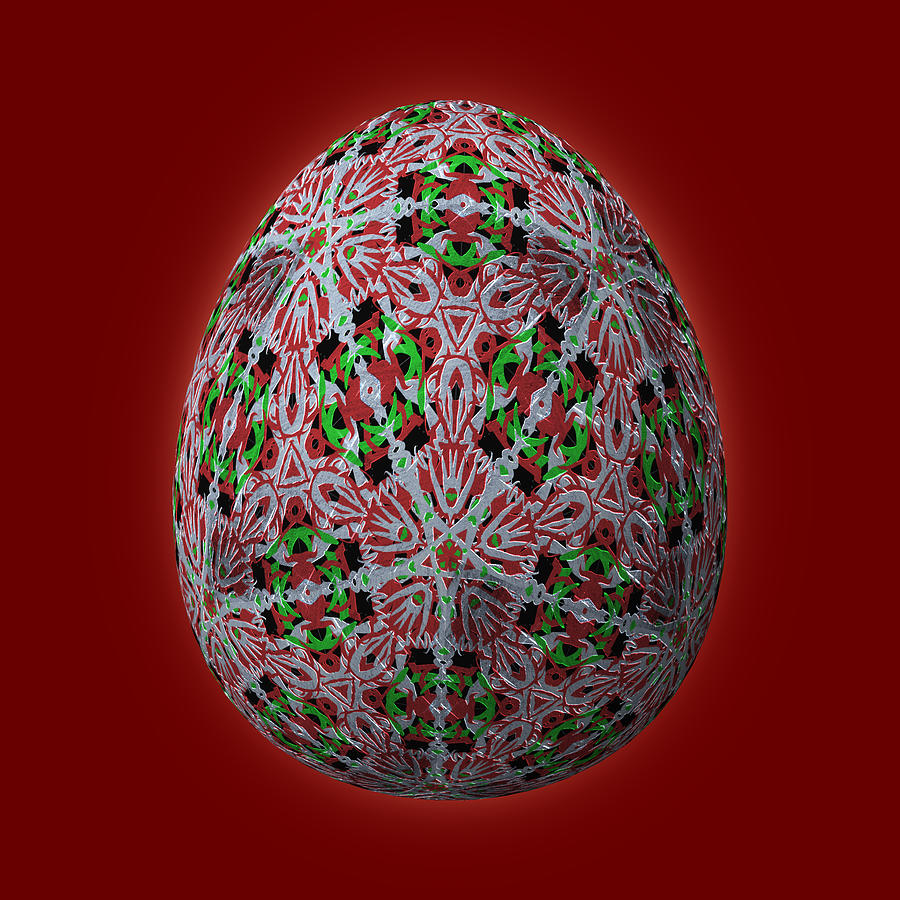 Christmas Egg 2 on Red Digital Art by Eileen Backman