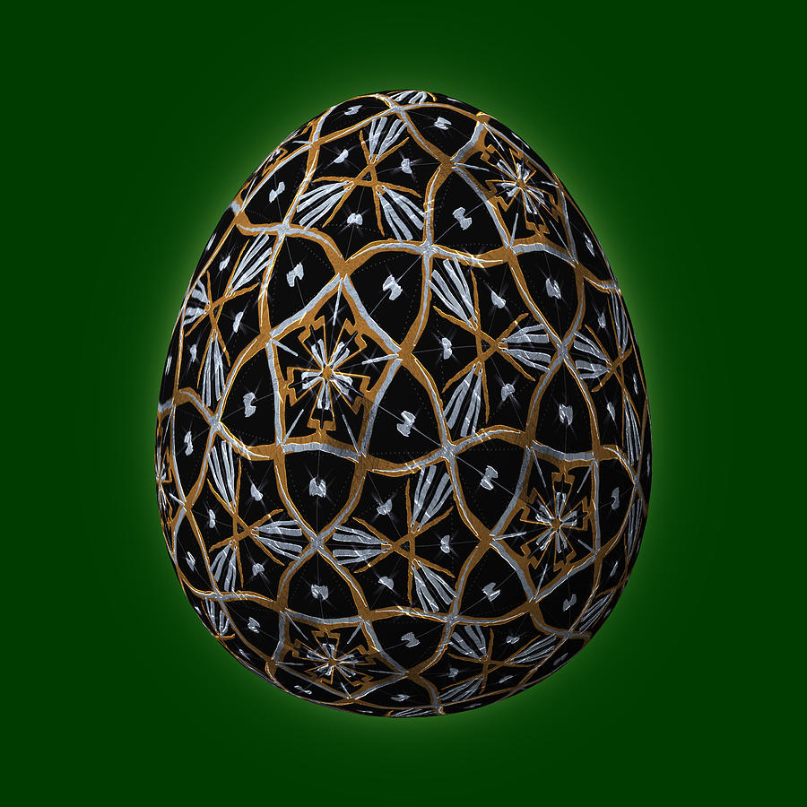 Christmas Egg Black on Dark Green Digital Art by Eileen Backman
