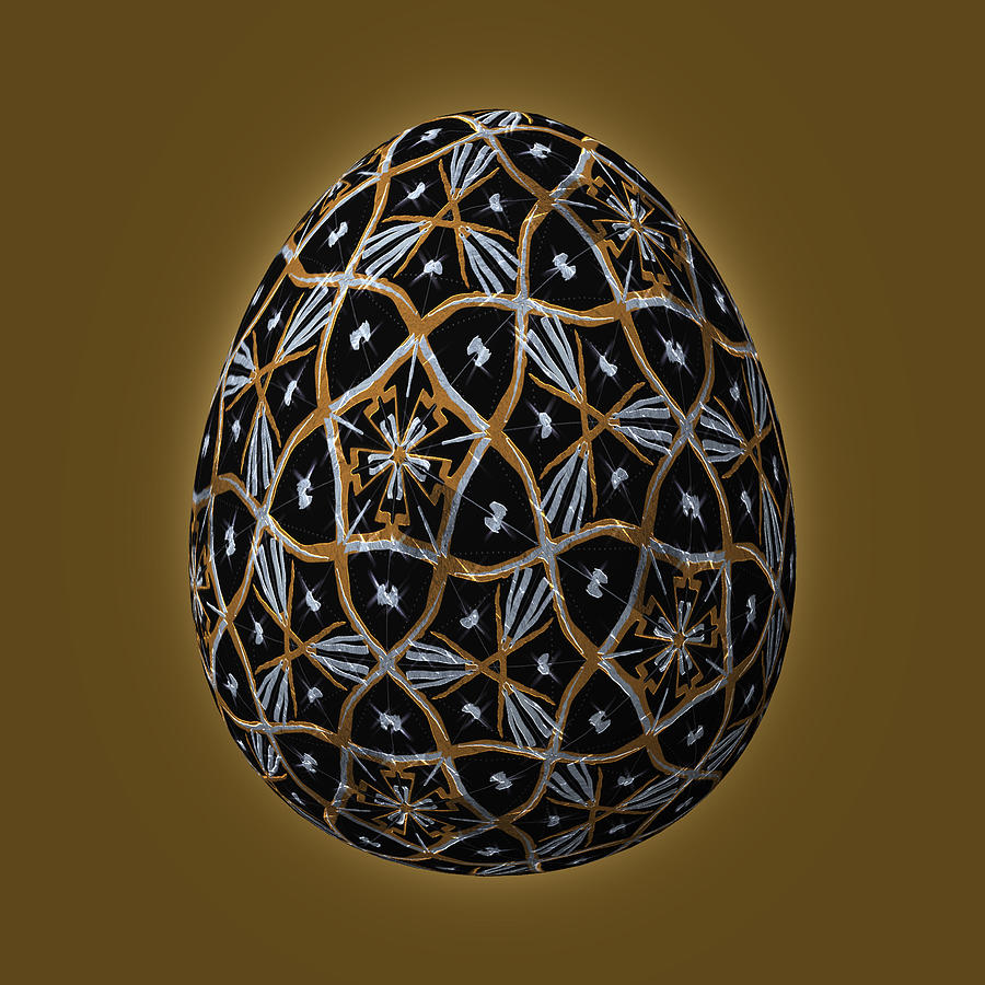 Christmas Egg Black on Gold Digital Art by Eileen Backman