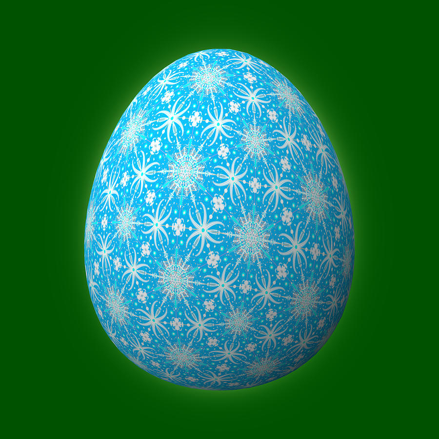 Christmas Egg Blue on Green Digital Art by Eileen Backman