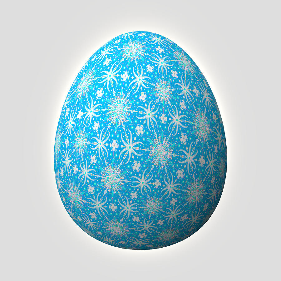 Christmas Egg Blue on White Digital Art by Eileen Backman