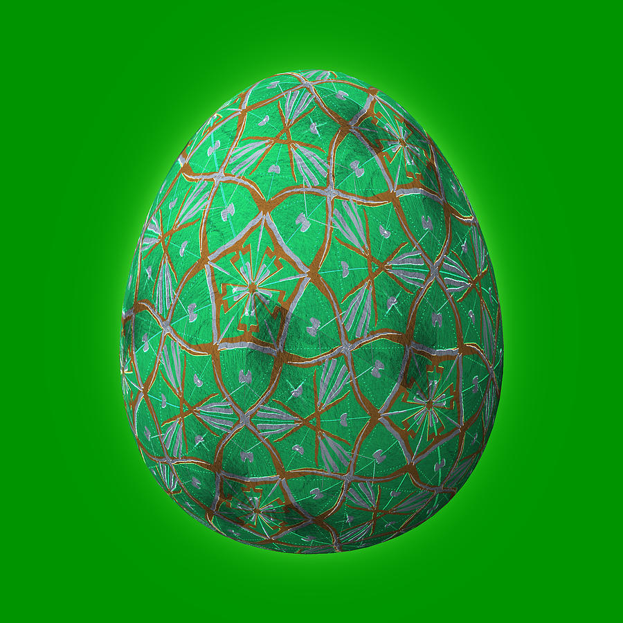 Christmas Egg Green on Green Digital Art by Eileen Backman