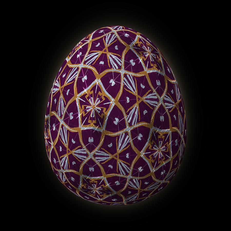Christmas Egg Maroon on Black Digital Art by Eileen Backman